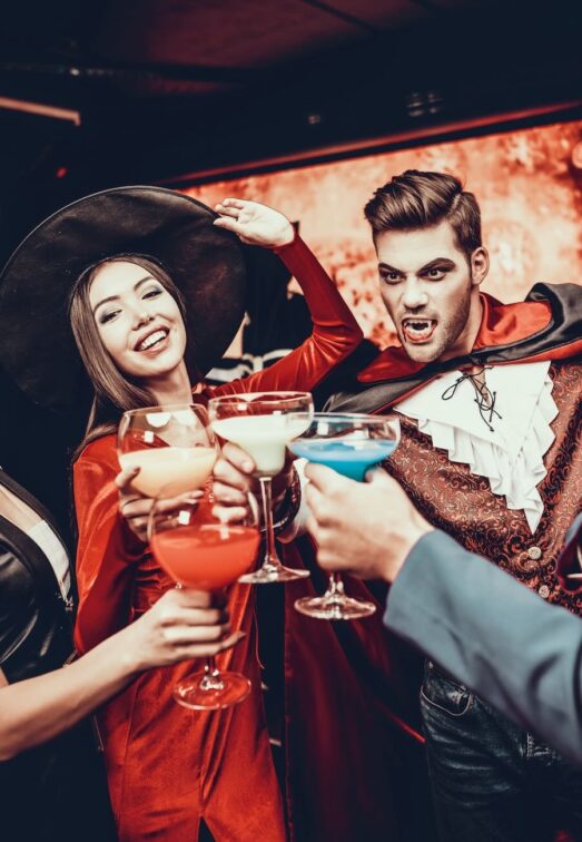 People having Cocktails at Halloween Bar Crawl