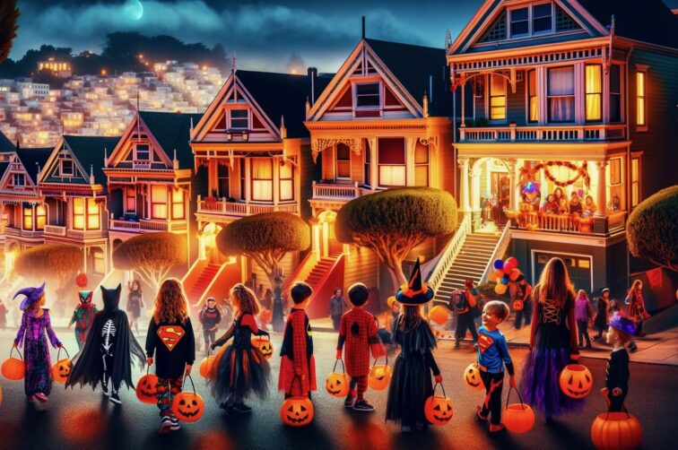 Kids Trick or Treating on Halloween