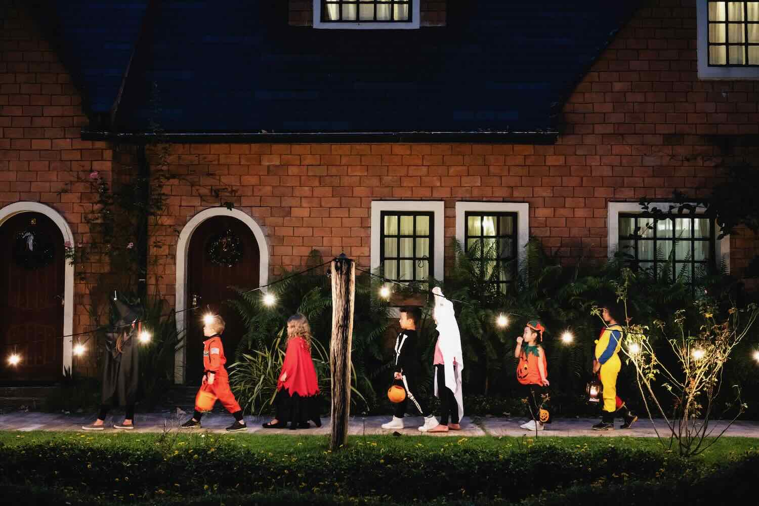Group of Kids Trick or Treating